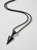 NVR Men's Black Arrow Shaped Rhodium Plated Pendant with Chain | Grocsy