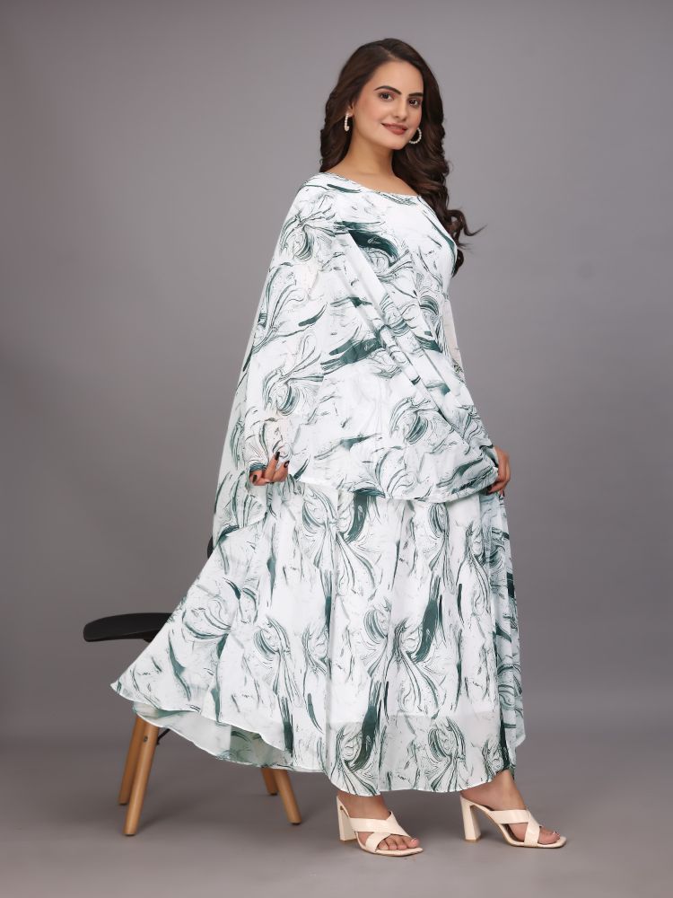 Dishitha Creation Women Floral Printed Designer Gown - Green | Grocsy