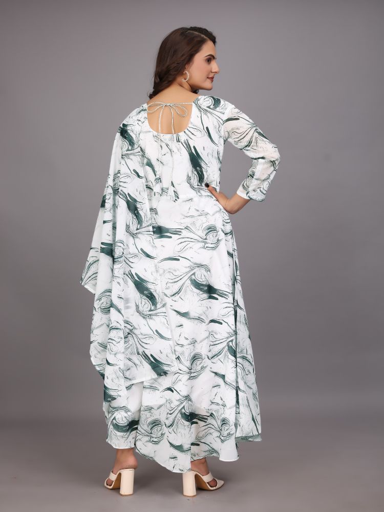Dishitha Creation Women Floral Printed Designer Gown - Green | Grocsy