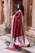 Joban Fashion Maroon Red Colour Banarasi Katan Pure Handloom Banarasi Silk Saree | Grocsy