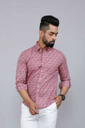 Miravan Men's Pink Spread Collar Floral Print Casual Shirt | Grocsy