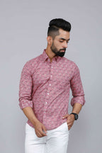 Miravan Men's Pink Spread Collar Floral Print Casual Shirt | Grocsy