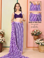 Purple Georgette Designer Printed Ready To Wear Saree - Elite | Grocsy