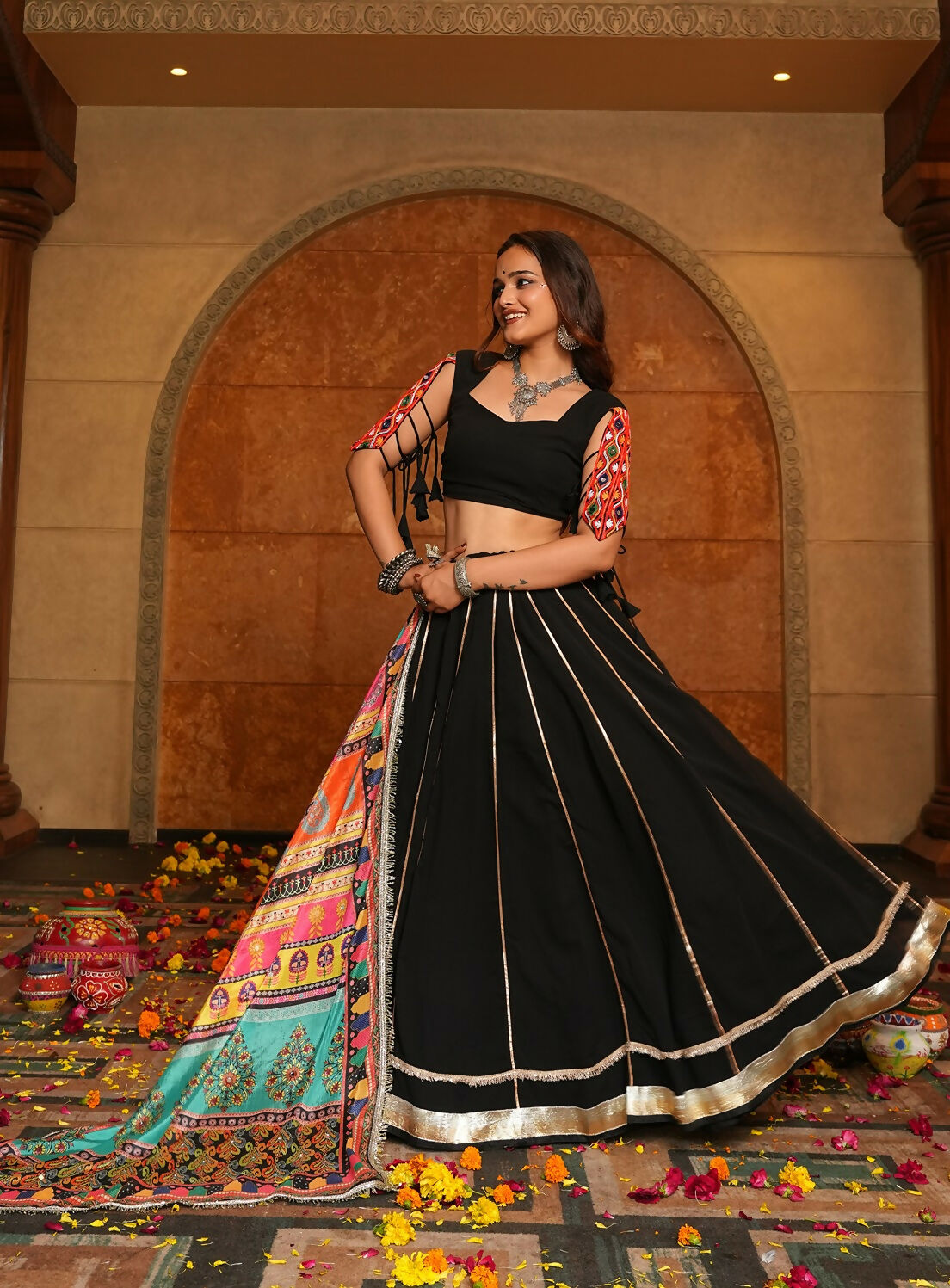 AI Fashion Black Georgette Designer Navratri Wear Lehenga Choli Collection | Grocsy