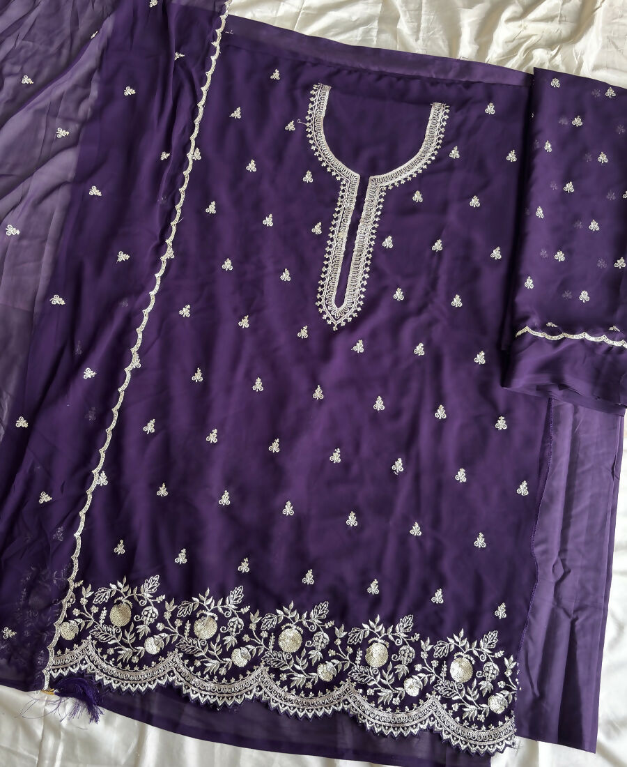 KC Bollywood Style Purple Georgette Suit For Women | Grocsy