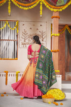 Yellow Rayon All over Print with Embroidery Patch Work Navratri Lehenga Choli with Dupatta - Raas | Grocsy