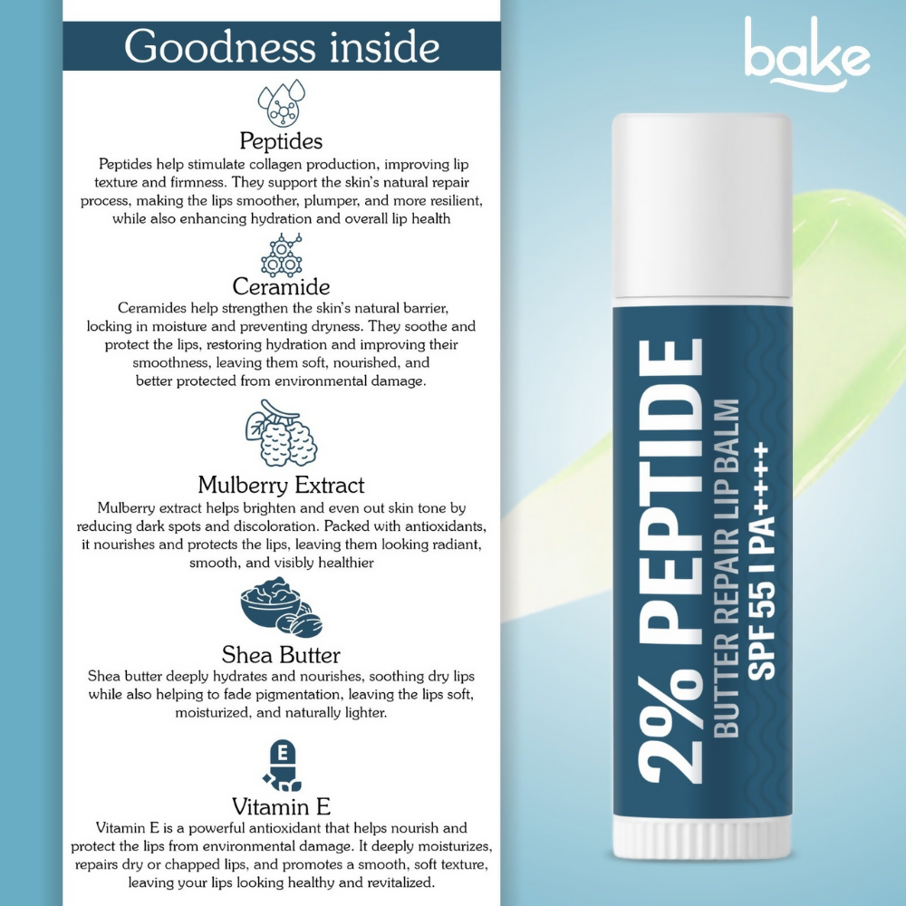 Bake 2% Peptide + Ceramide Butter Brightening Lip Balm SPF 55 PA++++ | Grocsy