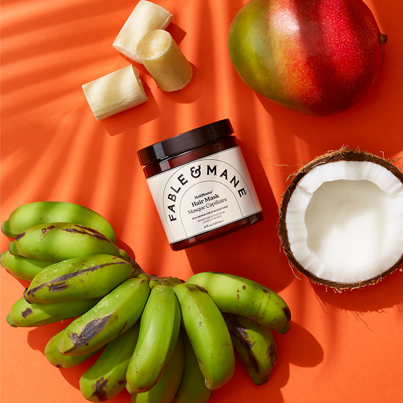 Fable & Mane HoliRoots Repairing Hair Mask For Damaged Hair With Mango Butter Banana & Coconut Cream | Grocsy