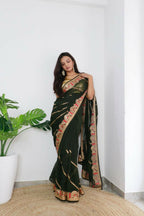 Vamsee Aaradhna Green Georgette Saree | Grocsy
