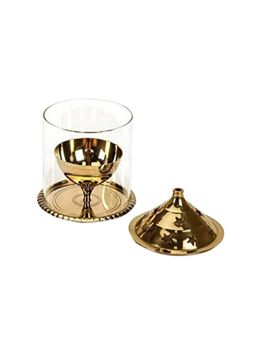 eCraftIndia Brown Brass And Glass Akhand Diya | Grocsy