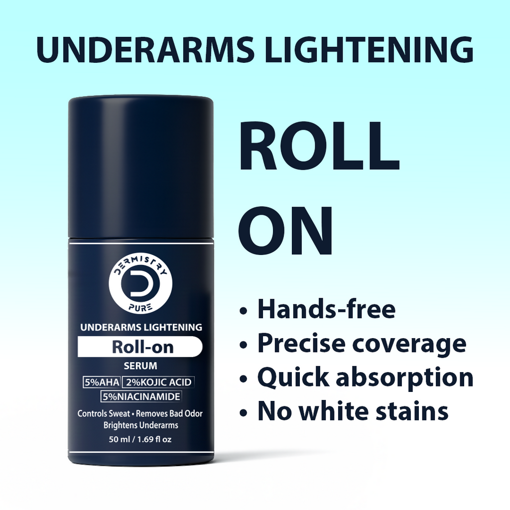 Dermistry AHA Kojic Acid Licorice Niacinamide Underarms Lightening Deodorant Roll On Serum Dark Spots Pigmentation | Grocsy