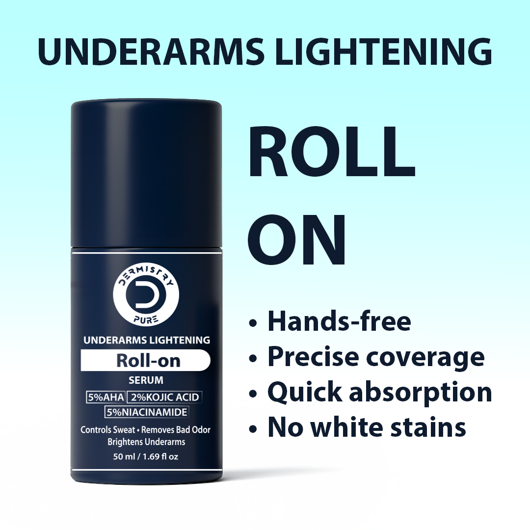 Dermistry AHA Kojic Acid Licorice Niacinamide Underarms Lightening Deodorant Roll On Serum Dark Spots Pigmentation | Grocsy