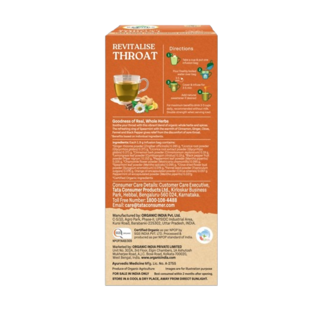 Organic India Revitalise Throat Teabags | Grocsy