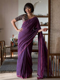 Suta Purple Solid Cotton Blend Saree | Grocsy