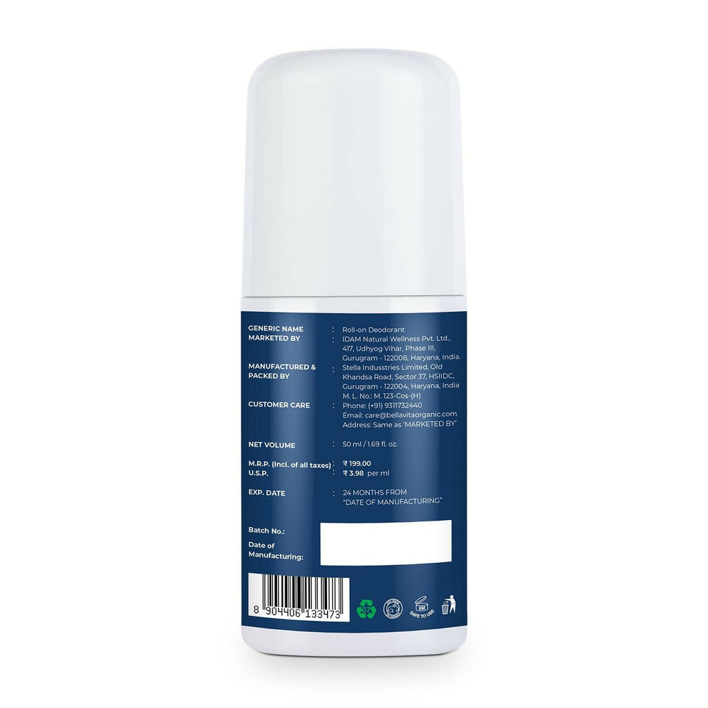 Bella Vita Deo White Natural Underarm Roll On Deodorant for Men | Grocsy