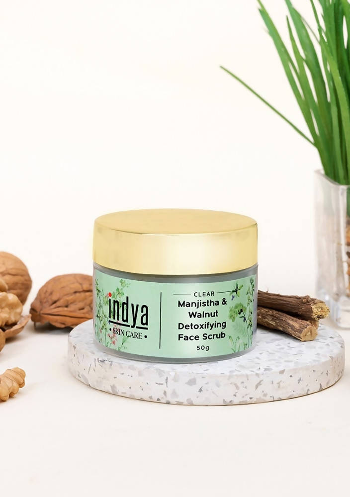 Indya Manjistha & Walnut Detoxifying Face Scrub | Grocsy