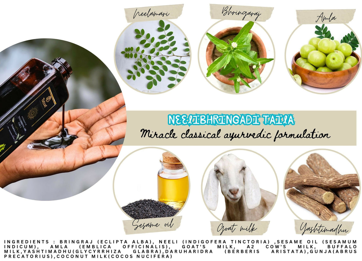 Tatsat Neelibhringadi Classical Ayurvedic Hair Oil For Lush Black Hair | Grocsy