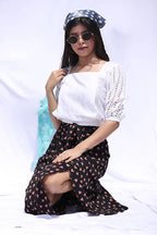 Diva Globe White Akoba Sleeved Overlap Top | Grocsy