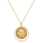 Nuyug 18K Gold-Plated Zircon Studded Minimal Chain Textured Surface Pendant Necklace | Grocsy