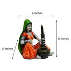 eCraftIndia Rajasthani Lady Using Makhan Handi Polyresin Statue | Grocsy
