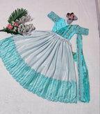Jyoti Fashion Classy Sky Blue Heavy Chenille Sequins Embroidered Kids Lehenga Choli Set | Grocsy