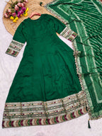 Evanik Women Green Embroidered Design Wedding Gown with Dupatta | Grocsy