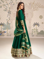 Evanik Women Green Embroidered Design Wedding Gown with Dupatta | Grocsy