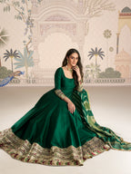 Evanik Women Green Embroidered Design Wedding Gown with Dupatta | Grocsy