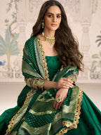 Evanik Women Green Embroidered Design Wedding Gown with Dupatta | Grocsy