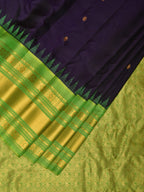 Green and Blue Gadwal Silk Handloom Saree with Mango Pallu Design - Global Threads | Grocsy