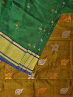 Green and Olive Uppada Silk Handloom Saree with Buta Design - Global Threads | Grocsy