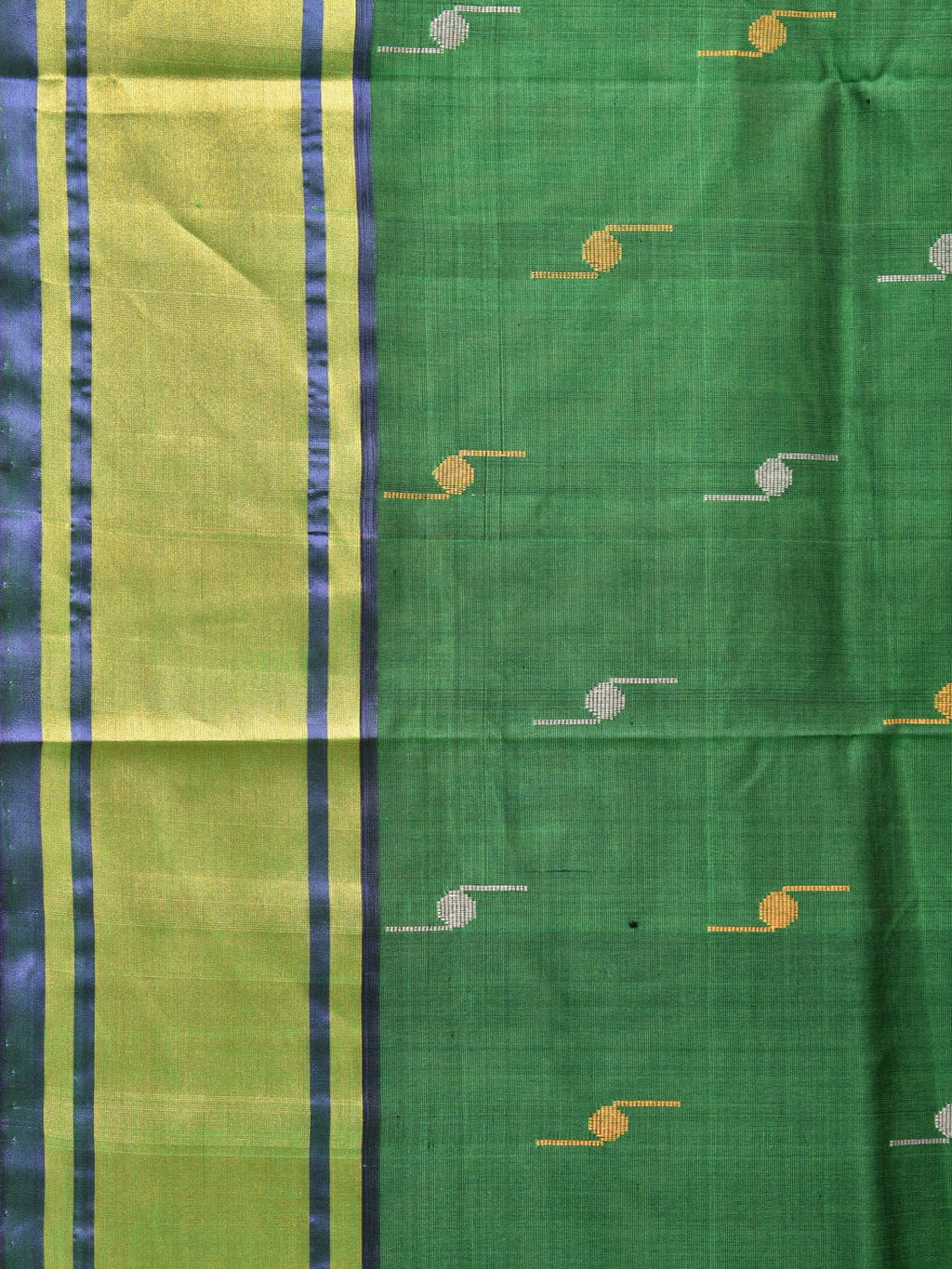Green and Olive Uppada Silk Handloom Saree with Buta Design - Global Threads | Grocsy