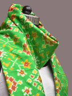 Green and Pink Pochampally Ikat Silk Handloom Dupatta with All Over Design - Global Threads | Grocsy
