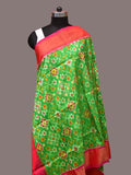 Green and Pink Pochampally Ikat Silk Handloom Dupatta with All Over Design - Global Threads | Grocsy