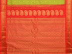 Green and Red Gadwal Silk Handloom Saree with Mango Pallu Design - Global Threads | Grocsy