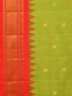 Green and Red Gadwal Silk Handloom Saree with Mango Pallu Design - Global Threads | Grocsy