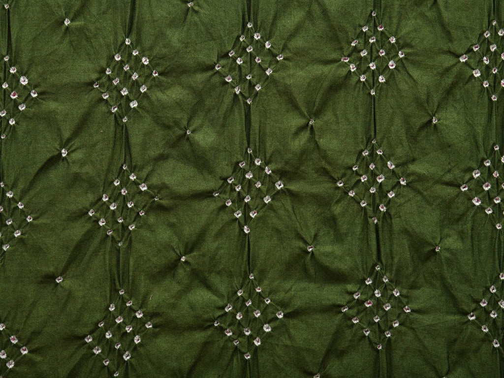 Green Bandhani Silk Handloom Stole with Mango Design - Global Threads | Grocsy