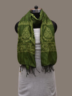 Green Bandhani Silk Handloom Stole with Mango Design - Global Threads | Grocsy