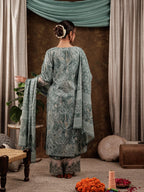 Yufta Green Cotton Kurta Dupatta Set With Lace Detailing | Grocsy