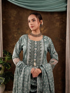 Yufta Green Cotton Kurta Dupatta Set With Lace Detailing | Grocsy