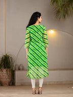 Yufta Green Georgette Lehriya Kurta | Grocsy