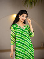 Yufta Green Georgette Lehriya Kurta | Grocsy