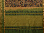 Green Kalamkari Hand Painted Gadwal Silk Handloom Saree with Floral Design - Global Threads | Grocsy