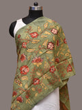 Green Kalamkari Hand Painted Sico Stole with Floral Design - Global Threads | Grocsy