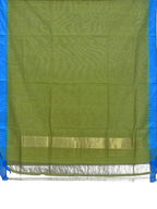 Green Khadi Cotton Handloom Dupatta with Silk Temple Border - Global Threads | Grocsy