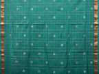 Green Khadi Cotton Handloom Saree with Jamdani Body Buta Design - Global Threads | Grocsy