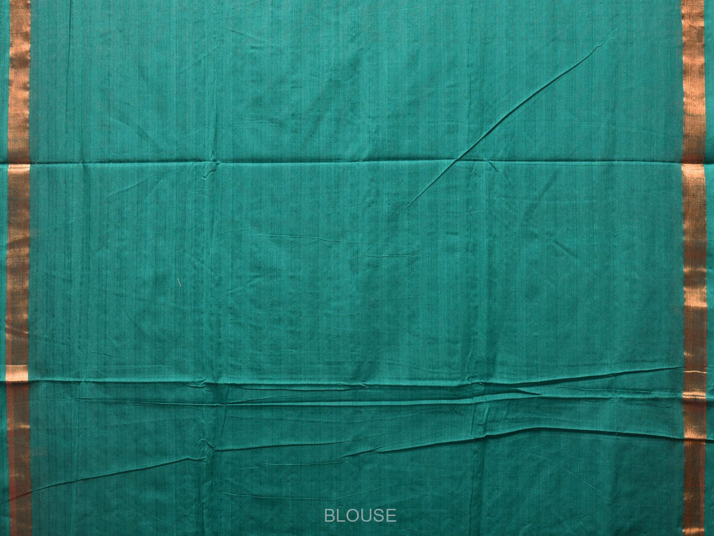 Green Khadi Cotton Handloom Saree with Jamdani Body Buta Design - Global Threads | Grocsy