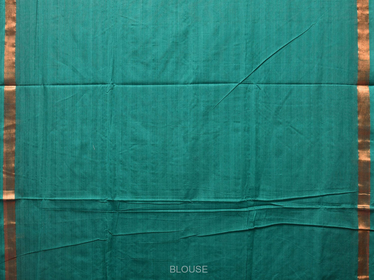 Green Khadi Cotton Handloom Saree with Jamdani Body Buta Design - Global Threads | Grocsy