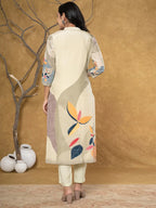 Yufta Green Pure Crepe Placement Print Kurta Dupatta Set | Grocsy