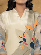 Yufta Green Pure Crepe Placement Print Kurta Dupatta Set | Grocsy